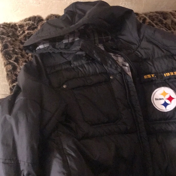 Steelers puffer jacket! Two breast pockets Large - Picture 2 of 8